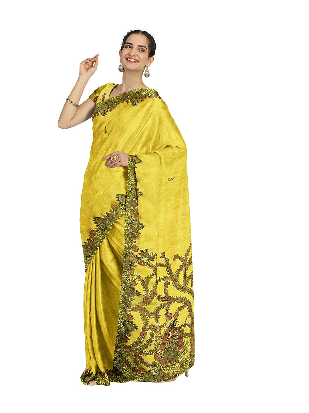 Hand-Painted Madhubani Mayur Saree